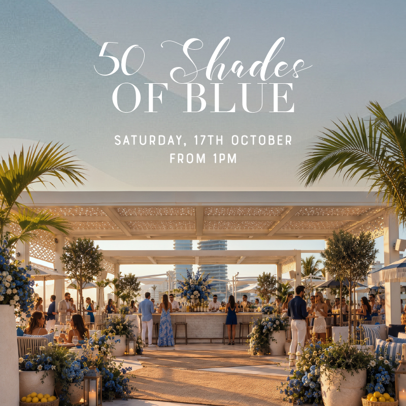 50 Shades of Blue at Drift Beach Restaurant Dubai.